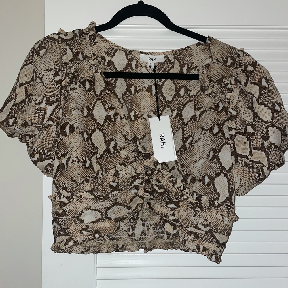 NWT RAHI Snake Print Crop Top Small